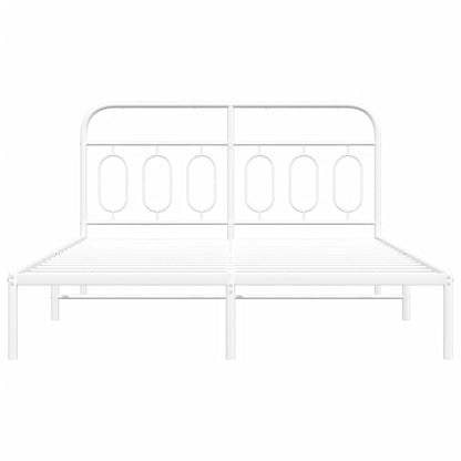 Bettgestell mit Kopfteil Metall Weiß 150x200 cm