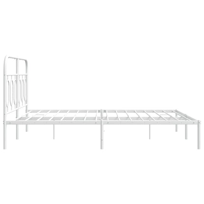 Bettgestell mit Kopfteil Metall Weiß 150x200 cm
