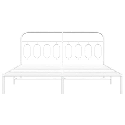 Bettgestell mit Kopfteil Metall Weiß 183x213 cm