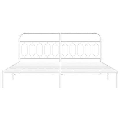 Bettgestell mit Kopfteil Metall Weiß 200x200 cm