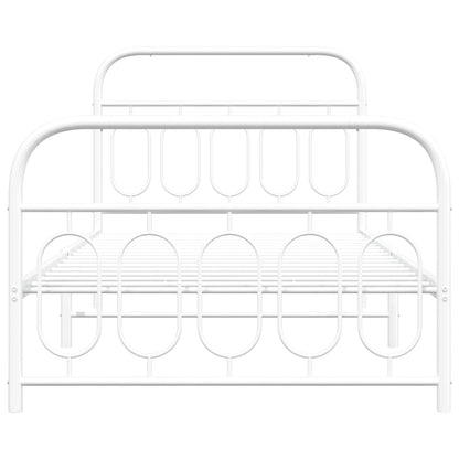 Bettgestell mit Kopf- und Fußteil Metall Weiß 100x200 cm