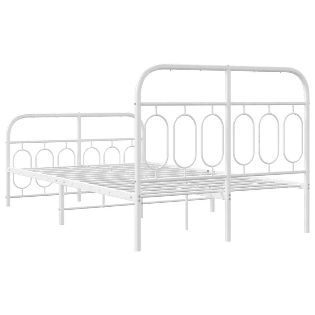 Bettgestell mit Kopf- und Fußteil Metall Weiß 120x200 cm