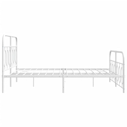 Bettgestell mit Kopf- und Fußteil Metall Weiß 140x200 cm