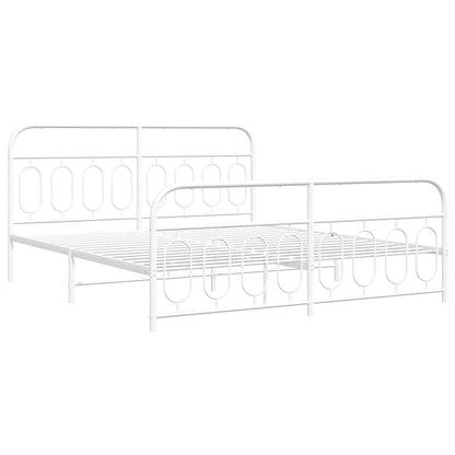 Bettgestell mit Kopf- und Fußteil Metall Weiß 180x200 cm