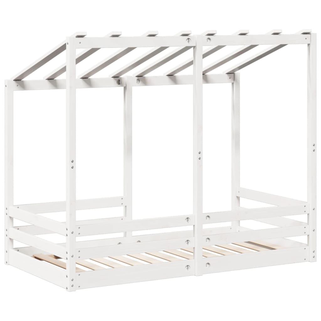 Kinderbett mit Dach Weiß 70x140 cm Massivholz Kiefer