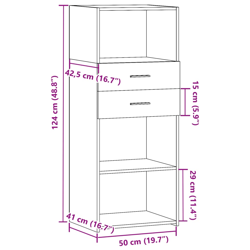 Highboard Sonoma Eg 50x42,5x124 cm Træmateriale