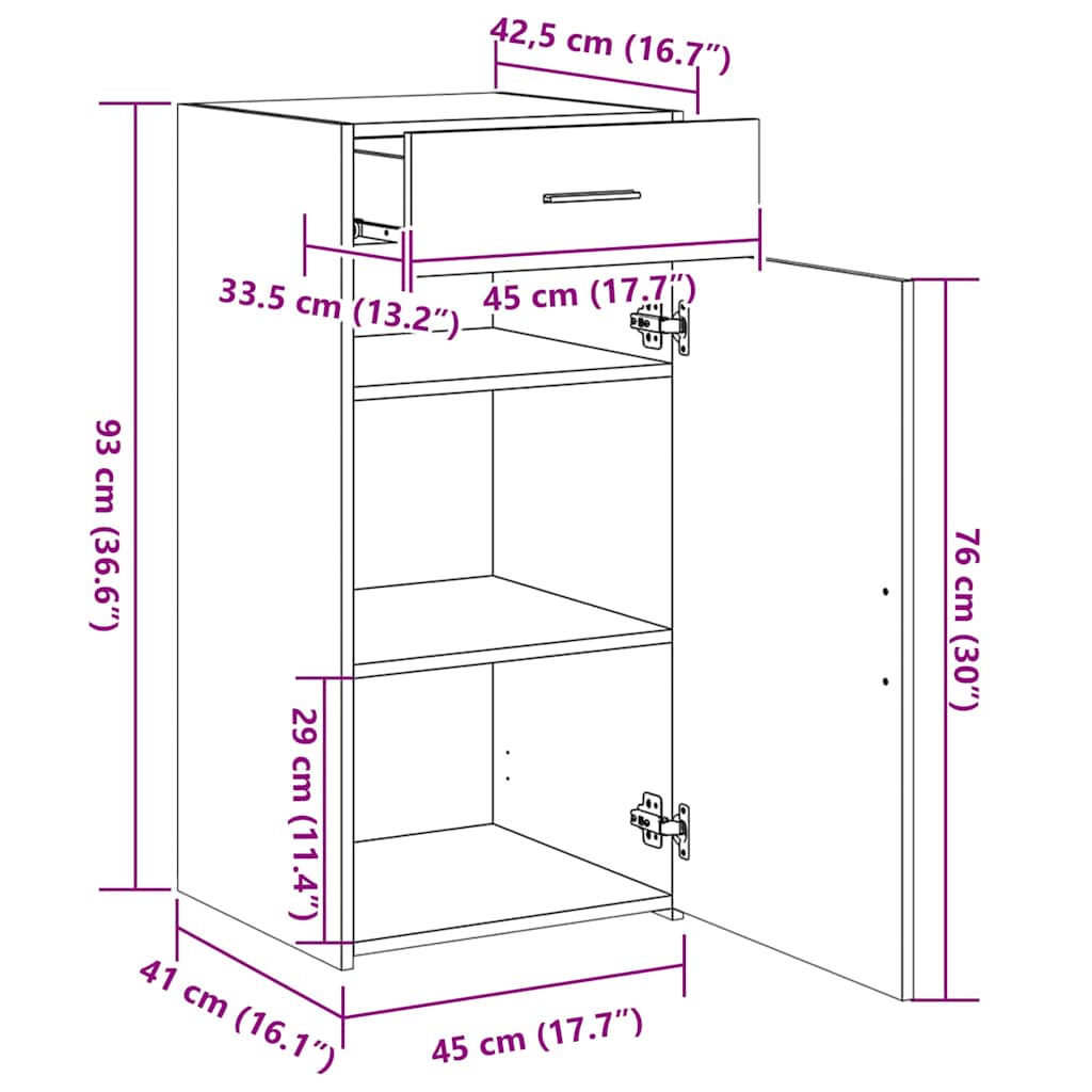 Sideboard Weiß 45x42,5x93 cm Holzwerkstoff