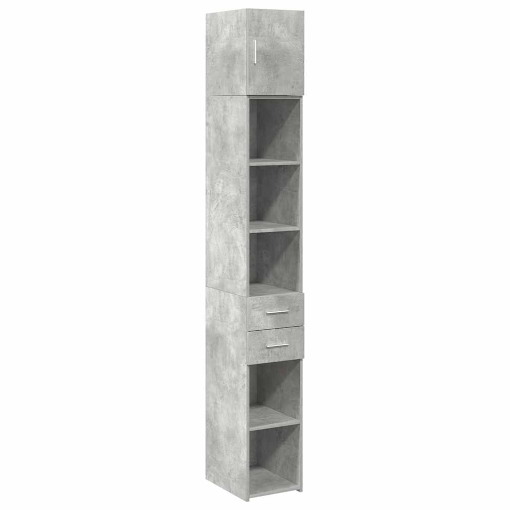 Hochschrank Schmal Betongrau 30x42,5x225 cm Holzwerkstoff