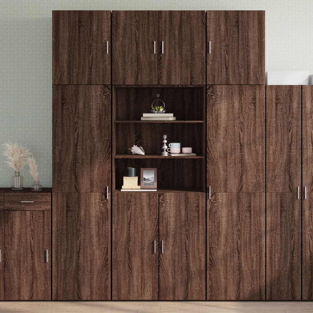 Highboard Brown Oak Look 80x42,5x249 cm Træmateriale