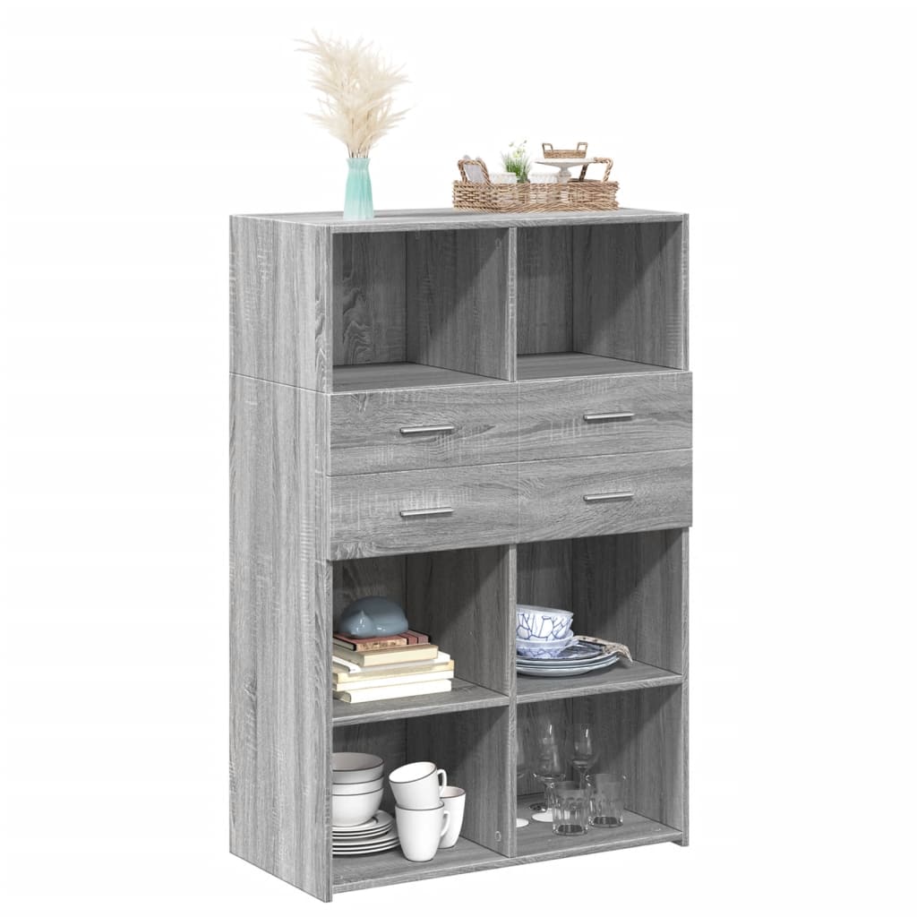 Highboard Grå Sonoma 80x42,5x124 cm træmateriale