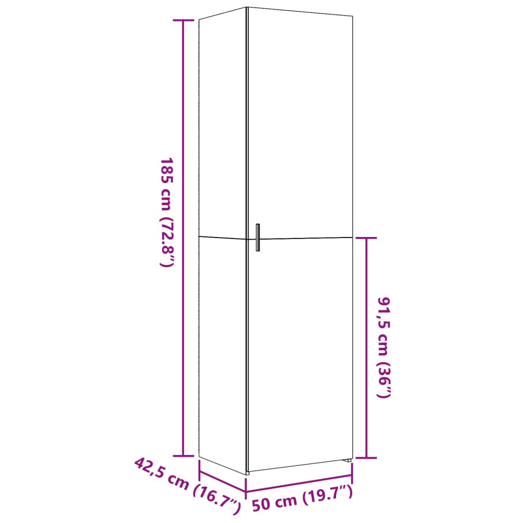 Highboard Weiß 50x42,5x185 cm Holzwerkstoff