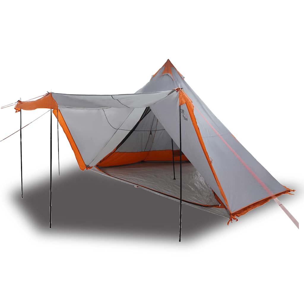 Tipi-Familienzelt 8 Personen Grau und Orange Wasserdicht