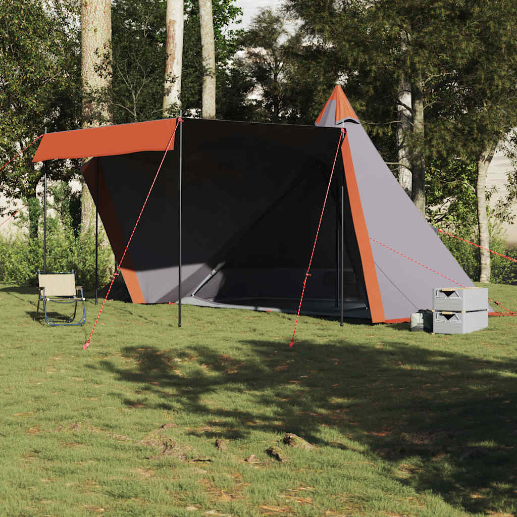 Tipi-Familienzelt 8 Personen Grau und Orange Wasserdicht