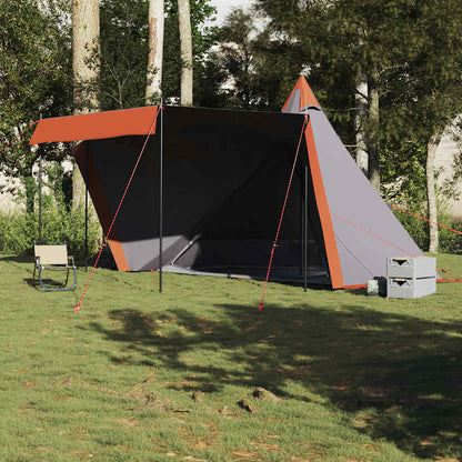 Tipi-Familienzelt 8 Personen Grau und Orange Wasserdicht