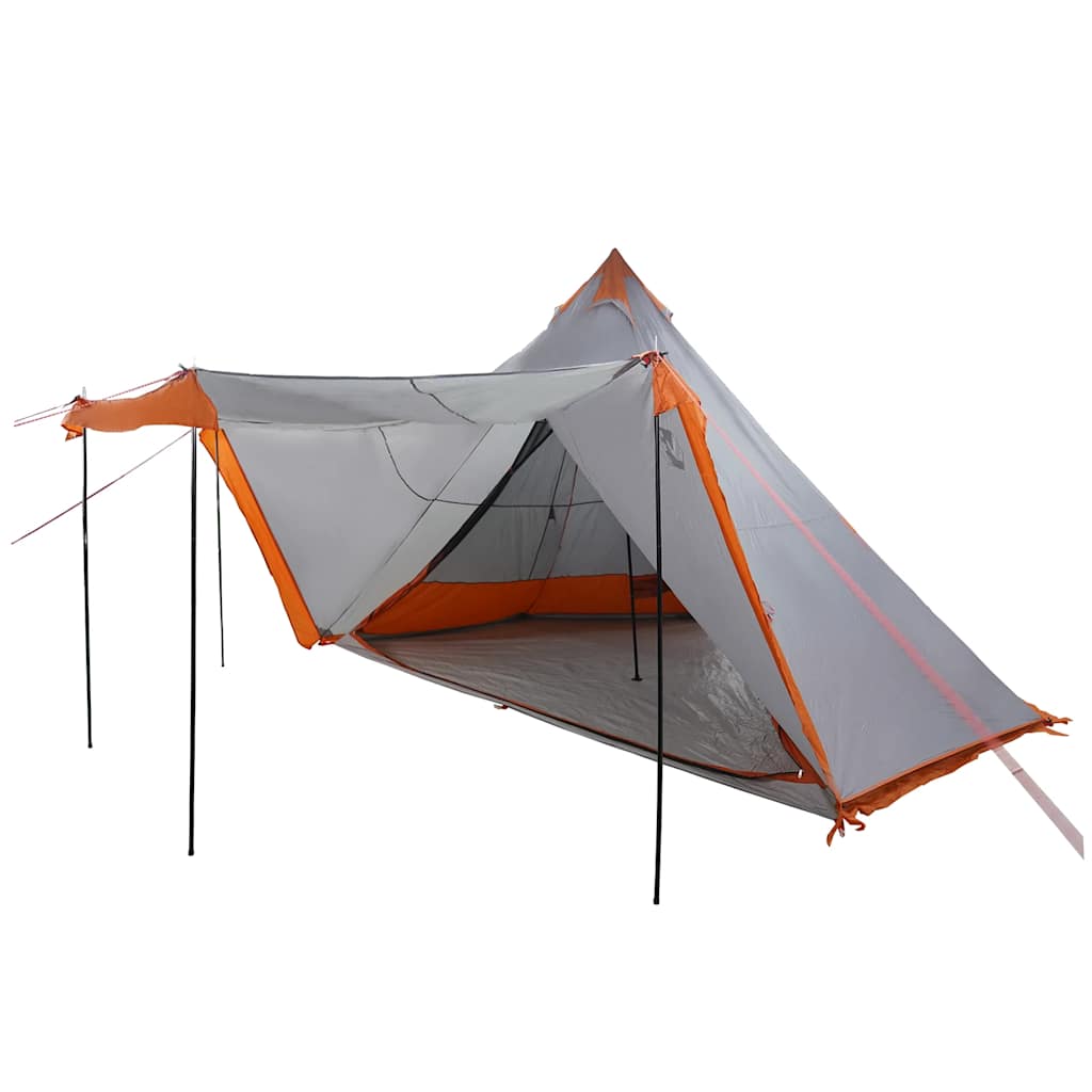 Tipi-Familienzelt 8 Personen Grau und Orange Wasserdicht