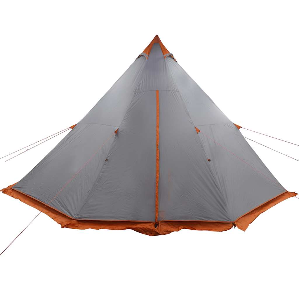 Tipi-Familienzelt 8 Personen Grau und Orange Wasserdicht