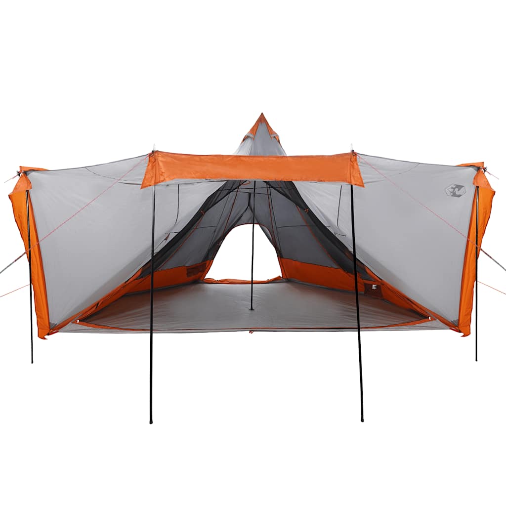 Tipi-Familienzelt 8 Personen Grau und Orange Wasserdicht