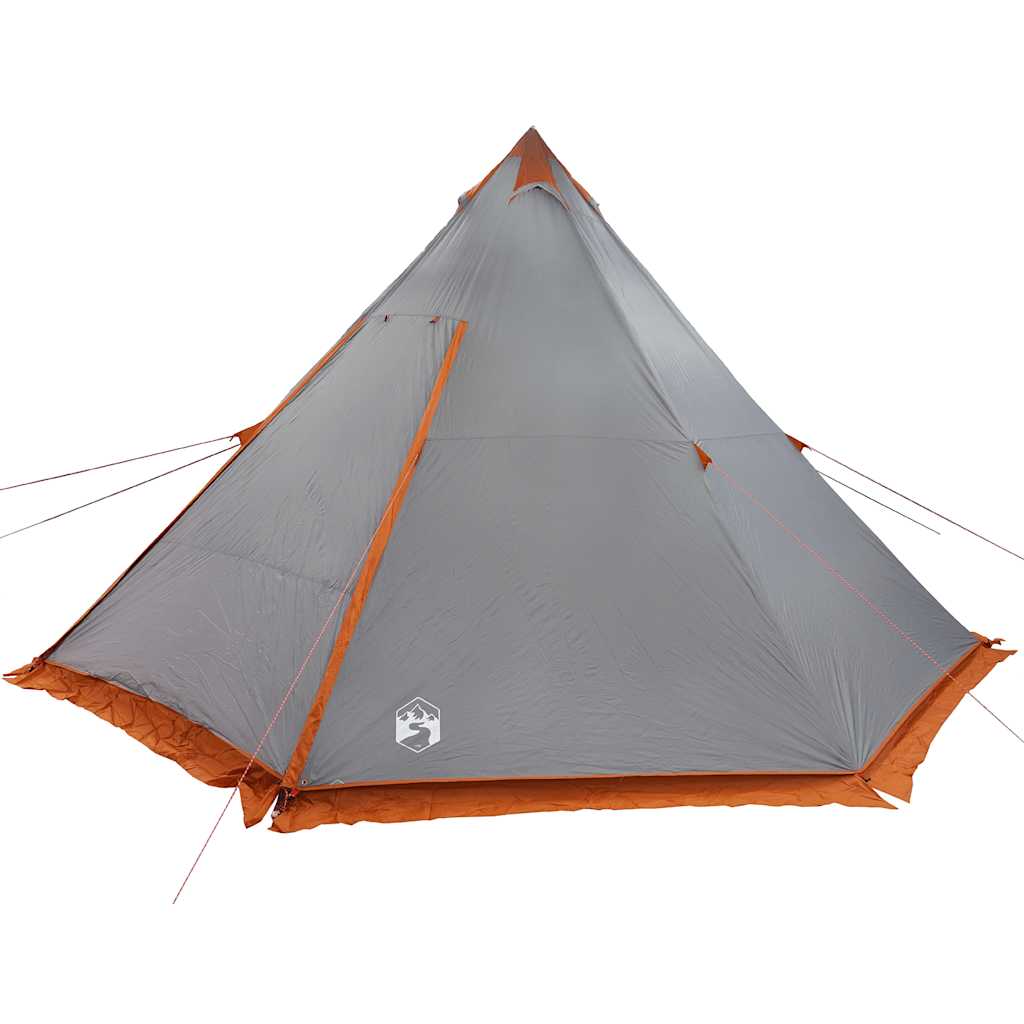 Tipi-Familienzelt 8 Personen Grau und Orange Wasserdicht