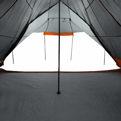 Tipi-Familienzelt 8 Personen Grau und Orange Wasserdicht