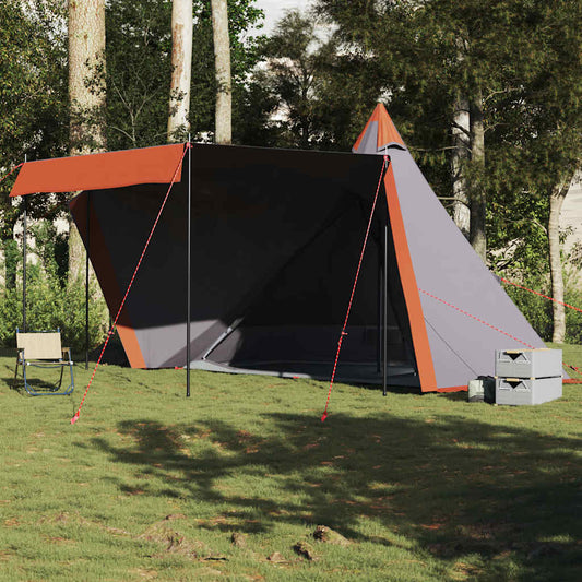 Tipi-Familienzelt 8 Personen Grau und Orange Wasserdicht