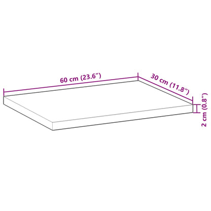 Tischplatte 60x30x2 cm Rechteckig Massivholz Akazie