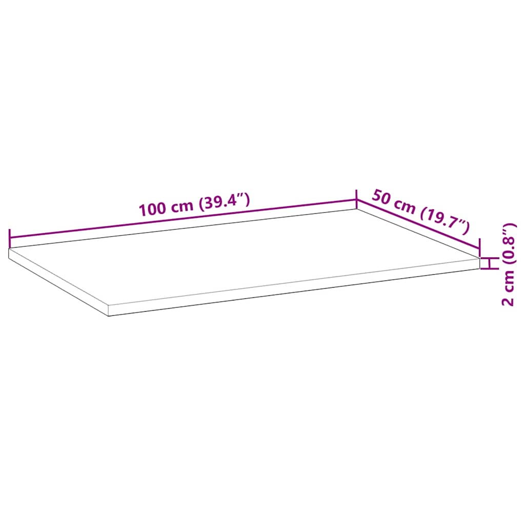Tischplatte Rechteckig 100x50x2 cm Massivholz Akazie