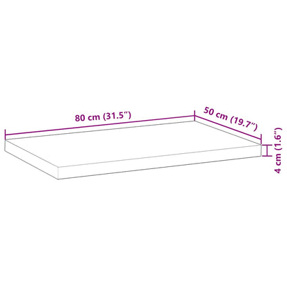 Tischplatte Rechteckig 80x50x4 cm Massivholz Akazie