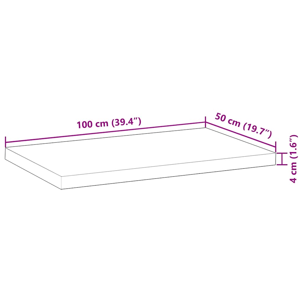 Tischplatte Rechteckig 100x50x4 cm Massivholz Akazie