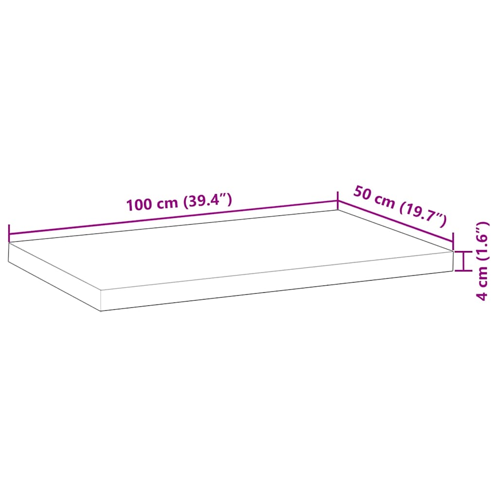 Tischplatte Rechteckig 100x50x4 cm Massivholz Akazie