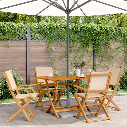 5-tlg. Garten-Essgruppe Stoff und Massivholz Beige