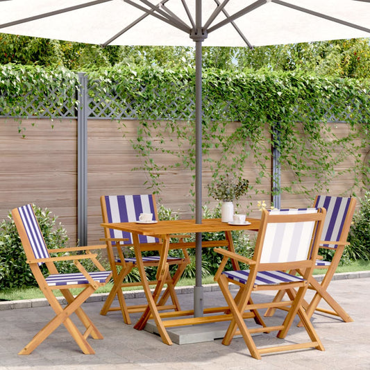 5-tlg. Garten-Essgruppe Stoff und Massivholz Blau und Weiß