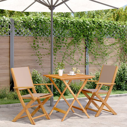 3-tlg. Bistro-Set Taupe Stoff und Massivholz