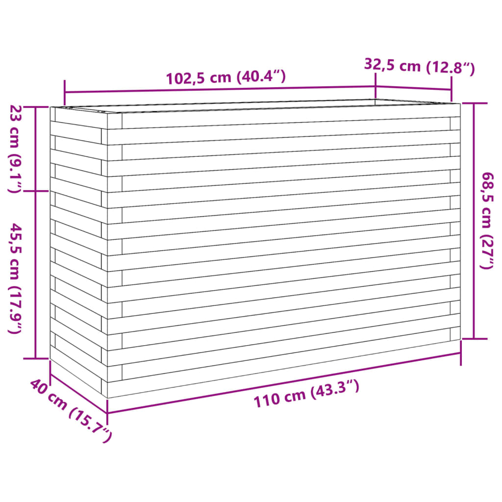 Plantekrukkevoks brun 110x40x68,5 cm massivt fyrretræ