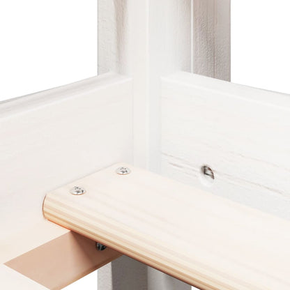 Hochbett mit Leiter und Dach Weiß 80x200 cm Massivholz Kiefer