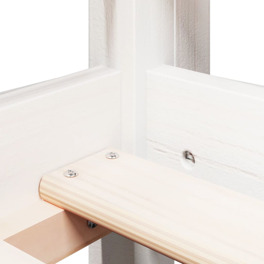 Hochbett mit Leiter und Dach Weiß 90x190 cm Massivholz Kiefer