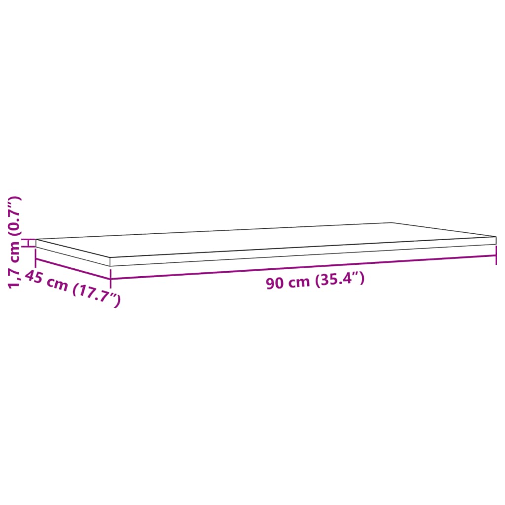 Bordplader 2 stk 90x45x1,7 cm Rektangulær Massiv Fyr