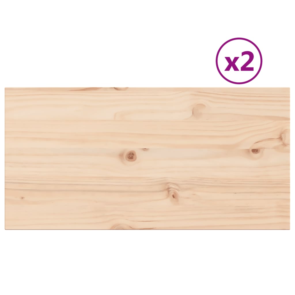 Bordplader 2 stk 80x40x2,5 cm Rektangulær Massiv Fyr