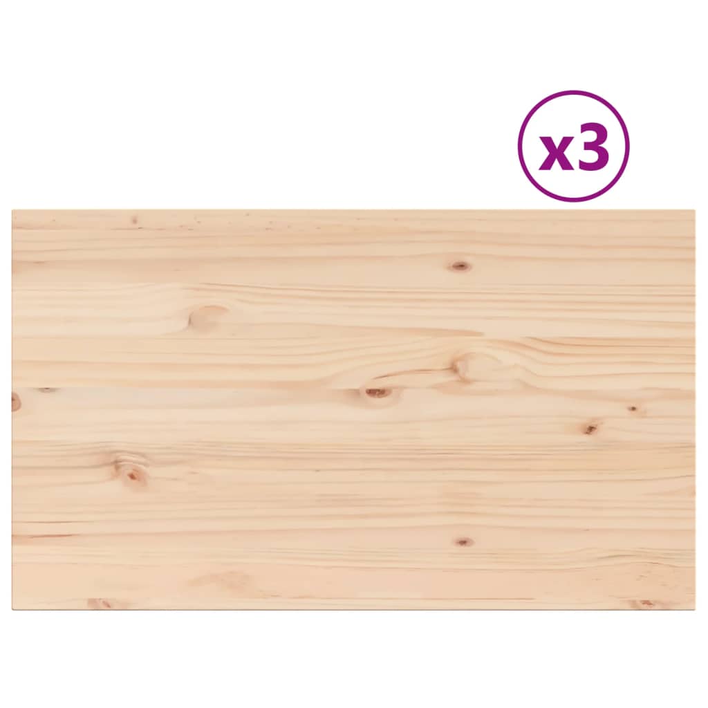 Bordplader 3 stk 80x47x2,5 cm Rektangulær Massiv Fyr