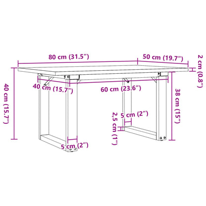 Couchtisch O-Gestell 80x50x40cm Massivholz Kiefer und Stahl