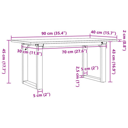 Couchtisch O-Gestell 90x40x45cm Massivholz Kiefer und Stahl