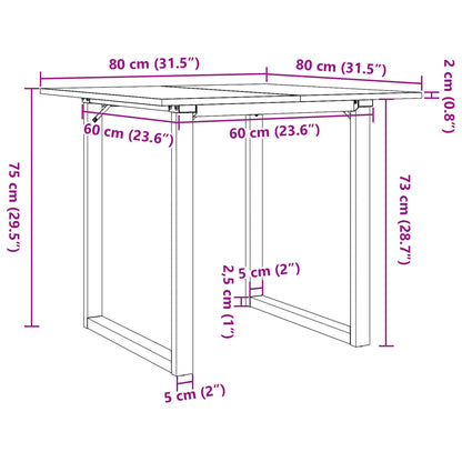 Esstisch O-Gestell 80x80x75 cm Massivholz Kiefer und Stahl
