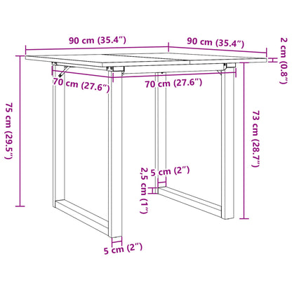 Esstisch O-Gestell 90x90x75cm Massivholz Kiefer und Stahl