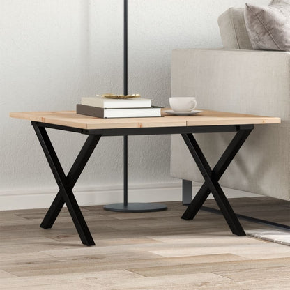 Couchtisch X-Gestell 60x60x40cm Massivholz Kiefer und Stahl