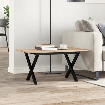 Couchtisch X-Gestell 80x50x40cm Massivholz Kiefer und Stahl