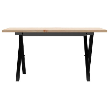 Couchtisch X-Gestell 80x50x40cm Massivholz Kiefer und Stahl