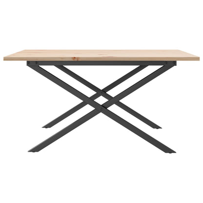 Couchtisch X-Gestell 80x80x45cm Massivholz Kiefer und Stahl