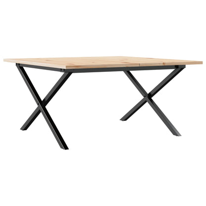 Couchtisch X-Gestell 80x80x45cm Massivholz Kiefer und Stahl