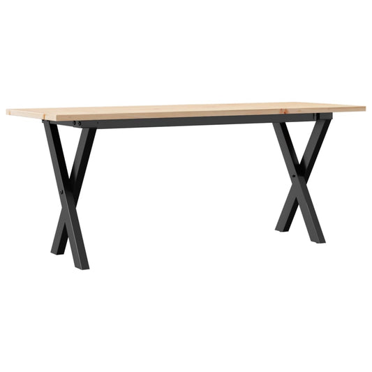 Couchtisch X-Gestell 110x40x45 cm Massivholz Kiefer & Stahl