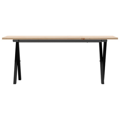Couchtisch X-Gestell 110x40x45 cm Massivholz Kiefer & Stahl