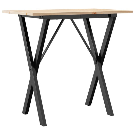 Esstisch X-Gestell 80x50x75 cm Massivholz Kiefer und Stahl